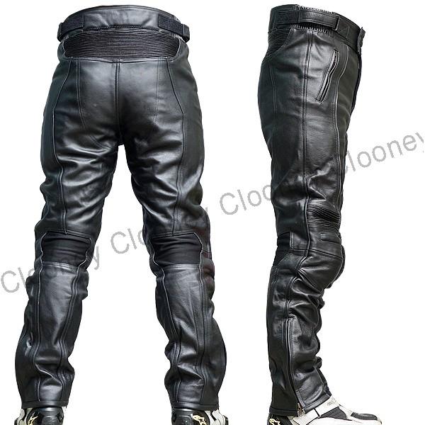 Clooney P02 バイク用 牛革 レザーパンツ 本革 革パンツ メンズ 防寒