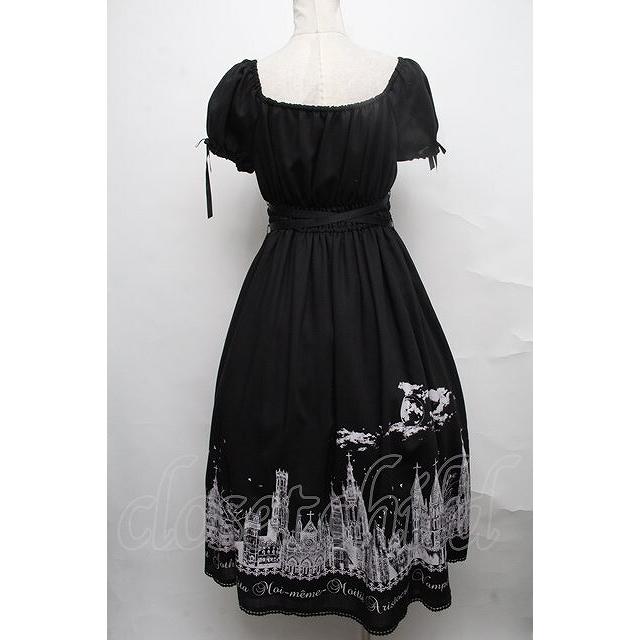 Moi-meme-Moitie /サイレントムーンプリントワンピース 黒 S-24-09-28