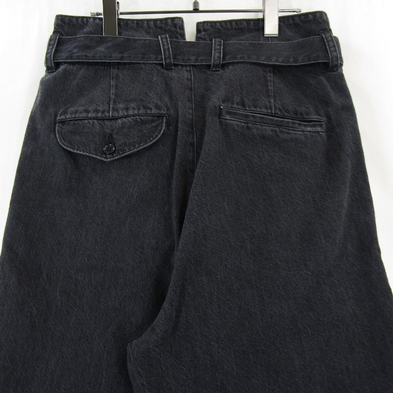 未使用 KUON クオン Single Pleated Denim Belted Trousers