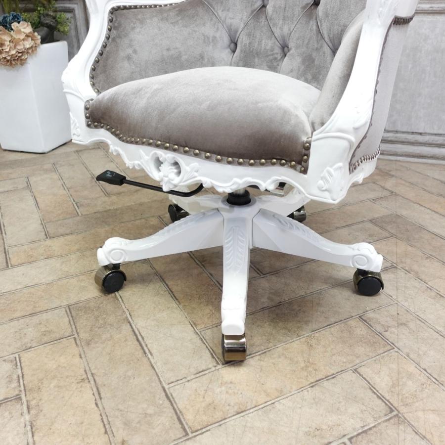 オフィスチェア キャスター付き 1人用 チェア ロココ調 アームチェア