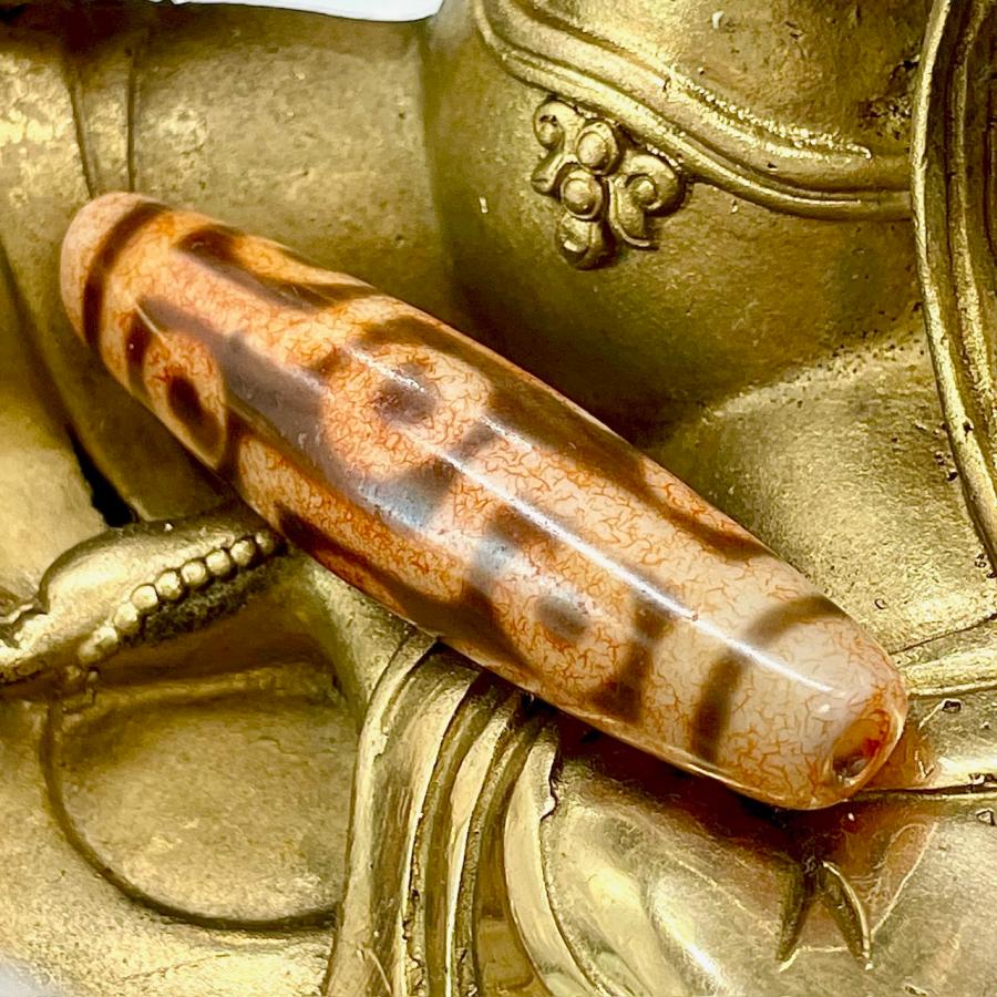 九眼天珠 朱砂 s728 老天珠 古代チベット瑪瑙 ジービーズ 55.2mm