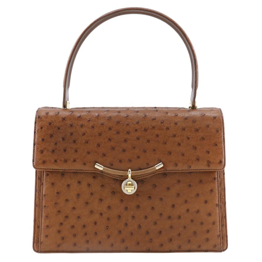 JRA ハンドバッグ オーストリッチ 茶 レディース【11203007】中古 爆買