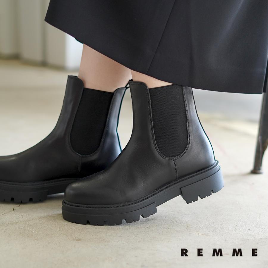 SALE レメ REMME チェルシーブーツ サイドゴアブーツ ブラック ZH-1104