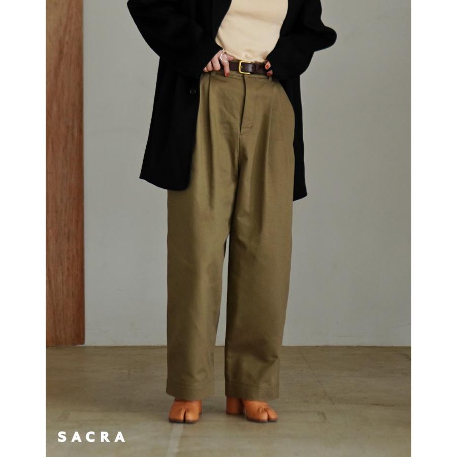 サクラ SACRA ワイドパンツ ハイカウント チノクロスパンツ レディース