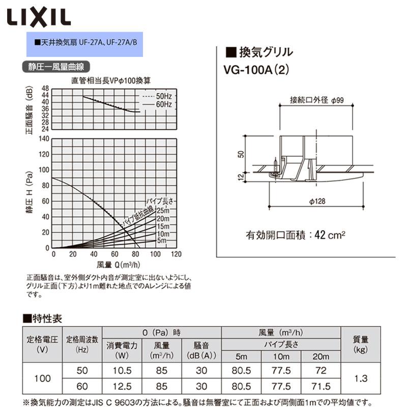 あすつく対応 LIXIL INAX 天井換気扇 UF-27A ダクト用換気扇 浴室用