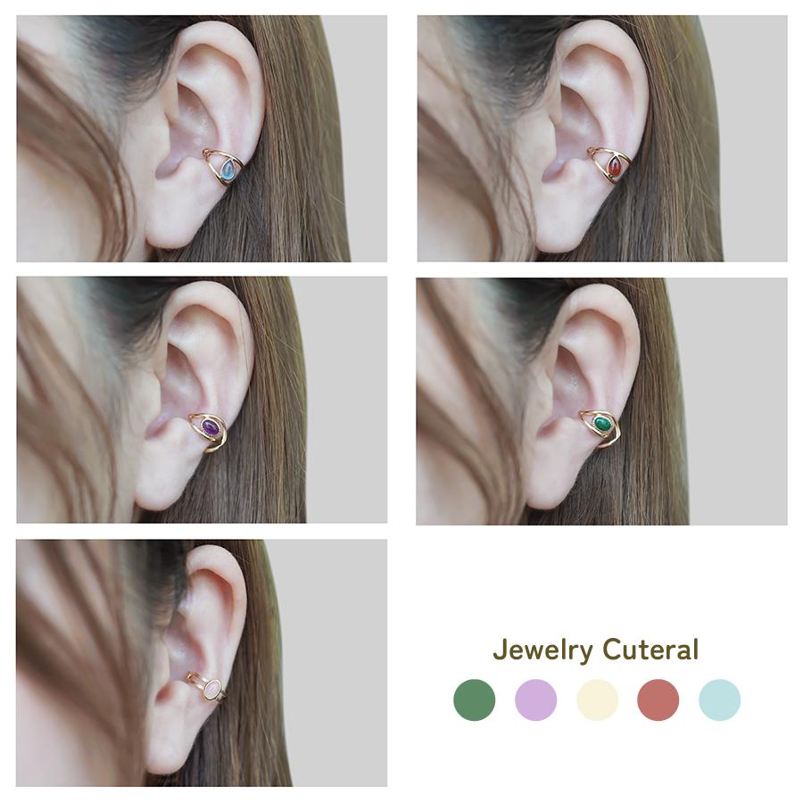 K18 イヤーカフ 天然石 5色 ガーネット ブルートパーズ アメジスト