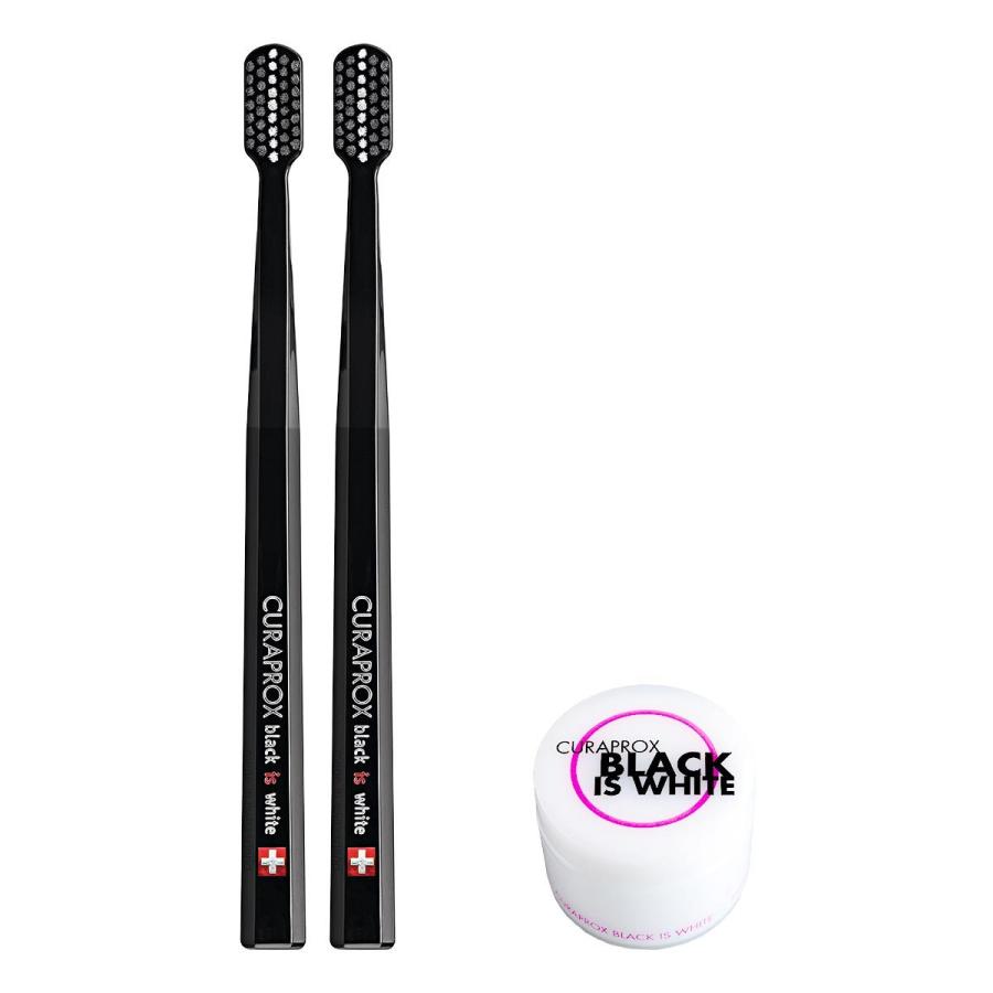 クラプロックス歯ブラシ ブラックisホワイト（黒×黒）2本セット+粉