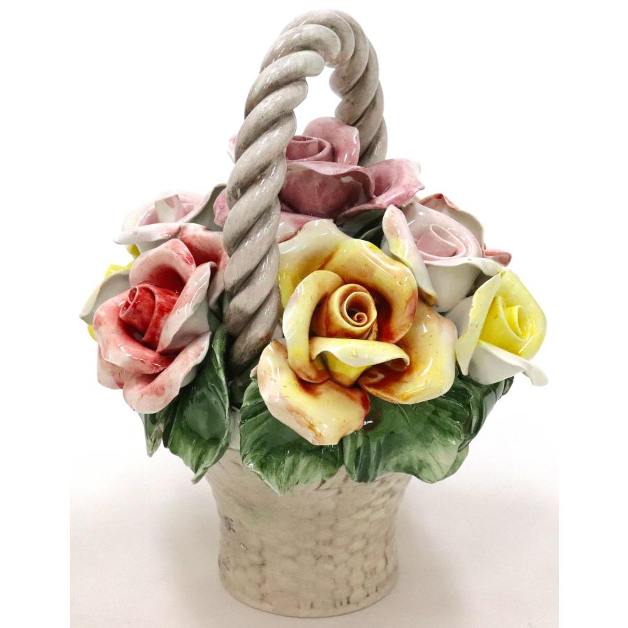 陶器 陶花 ホワイトの花 インテリア イタリア置物 イタリア雑貨