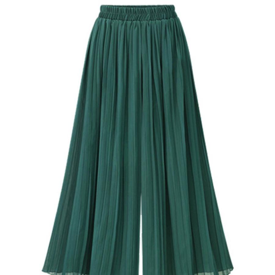 ガウチョパンツ プリーツ スカーチョ ロング シフォン レディース