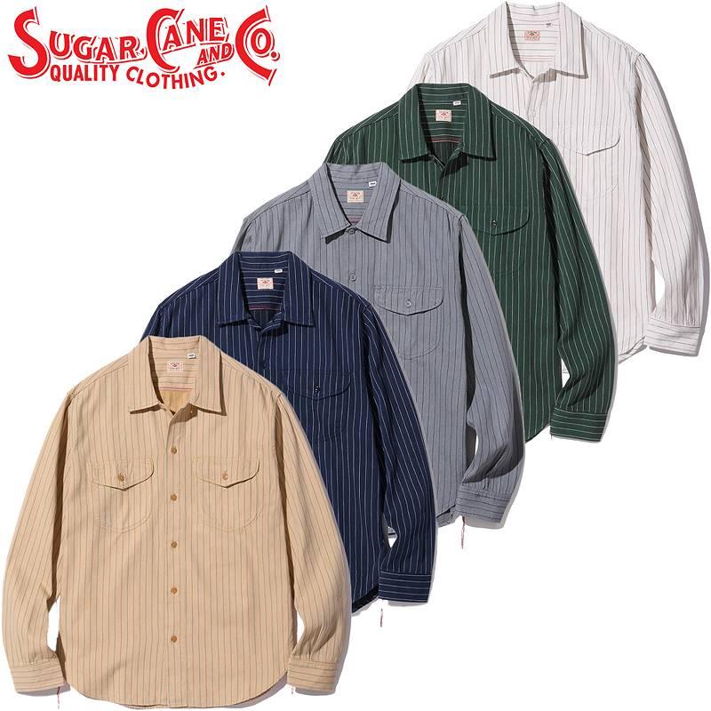 SUGAR CANE シュガーケーン コーク ストライプ 長袖 ワーク シャツ
