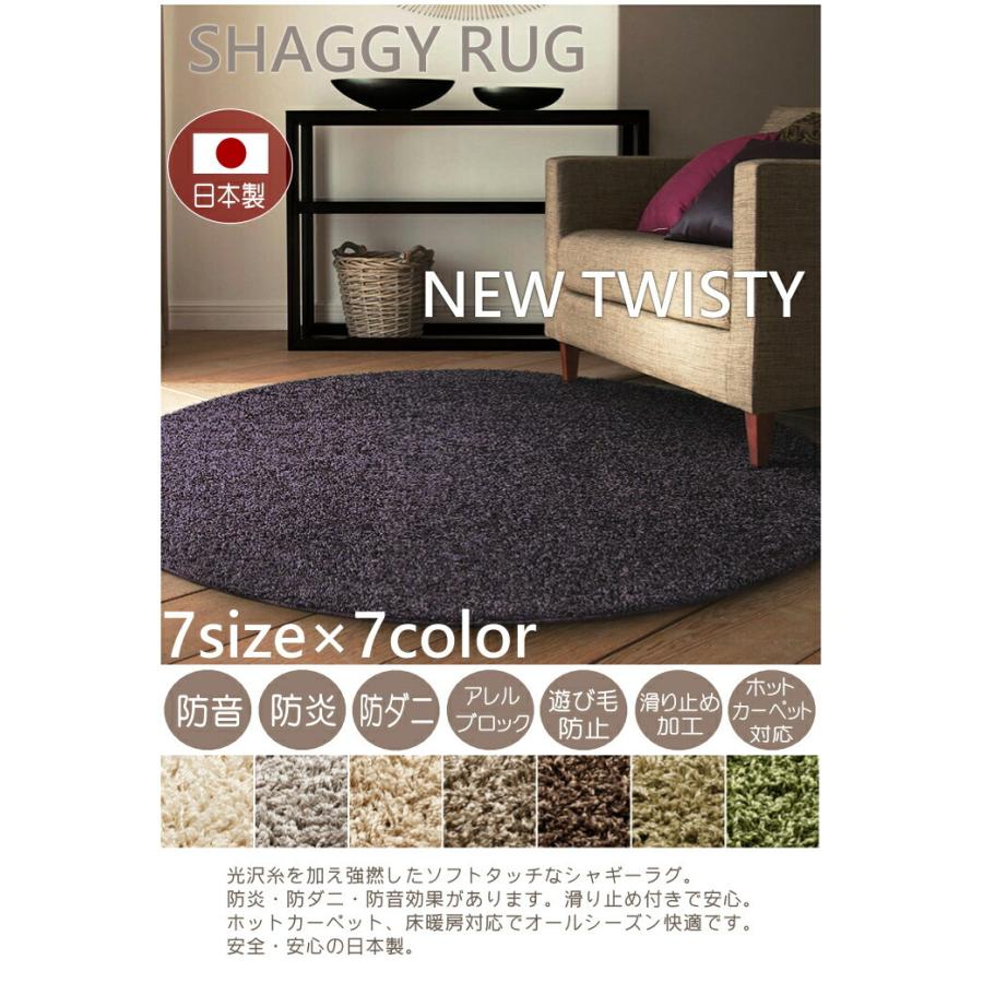 スミノエ ラグマット シャギーラグ ニューツイスティ 100cm円形