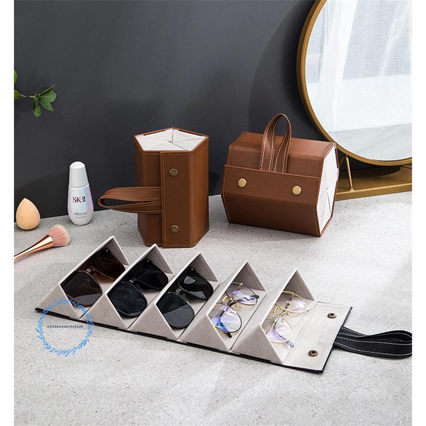 メガネケース 5本収納 メガネ収納 眼鏡収納ボックス 取っ手付き 壁掛け