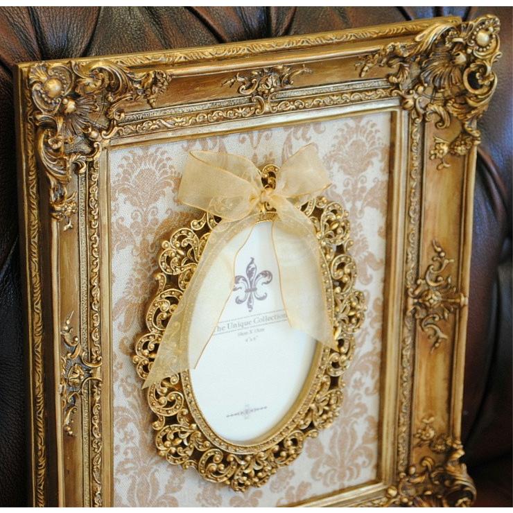 フォトフレーム リボンフォトフレーム 額入りフォトフレーム ゴールド