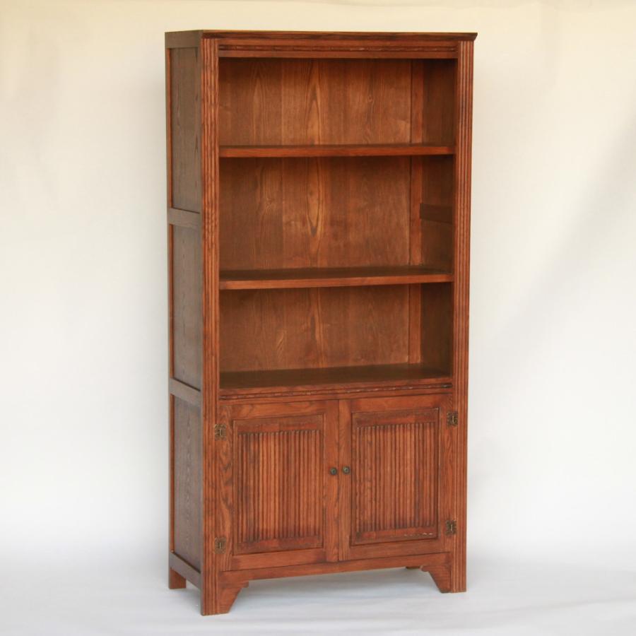 ブックシェルフ 英国アンティーク風オープンキャビネット 本棚 ドア