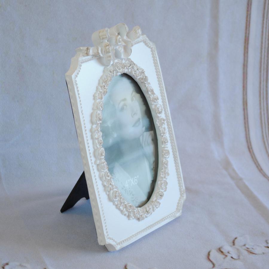 リボンフォトフレーム フォトフレーム 写真立て 可愛い ホワイト