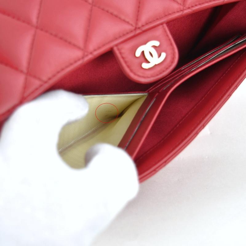 CHANEL（シャネル） 長財布 レッド系 ラムスキン クラシックロング