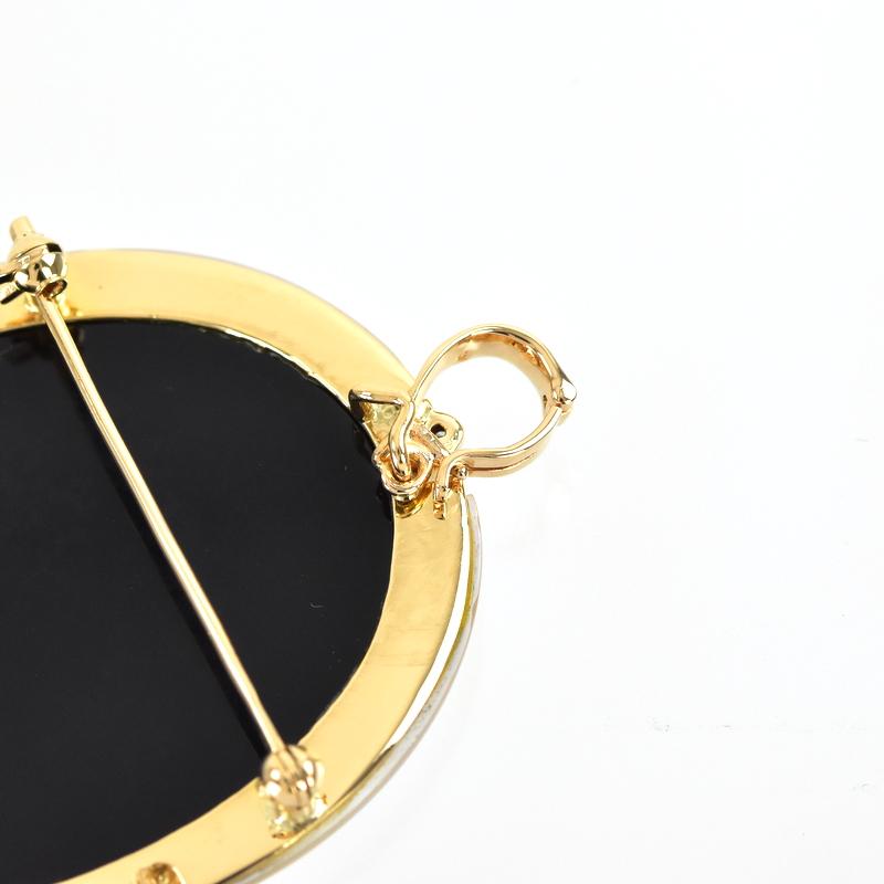 カメオ 2WAY ブローチ ペンダントトップ ブルー系 シェルフレーム