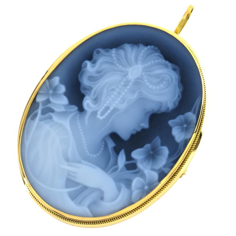 カメオ ブローチ ペンダントトップ 2WAY 18金 18k イエローゴールド