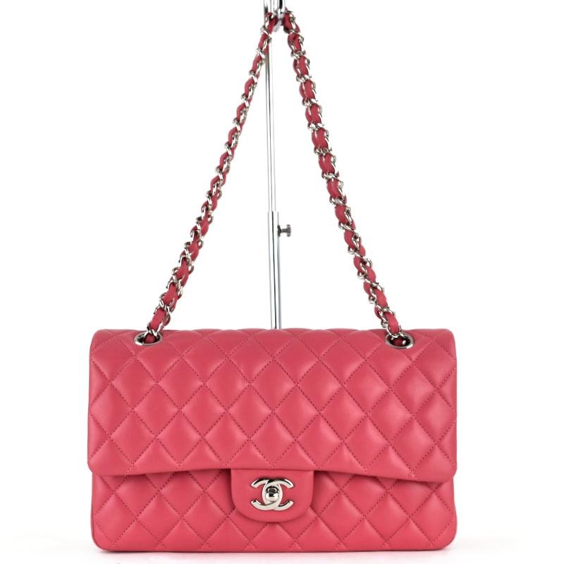 マトラッセ シャネル チェーンショルダー ダブルフラップ ピンク
