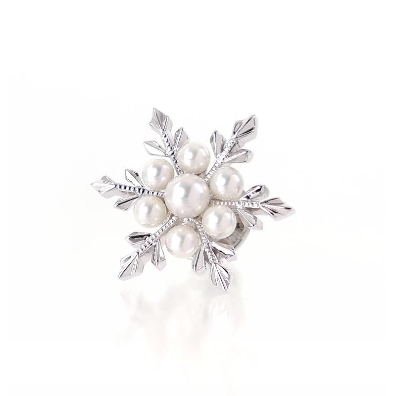 ミキモト ブローチ 雪の結晶 シルバー パール タックピン ジュエリー