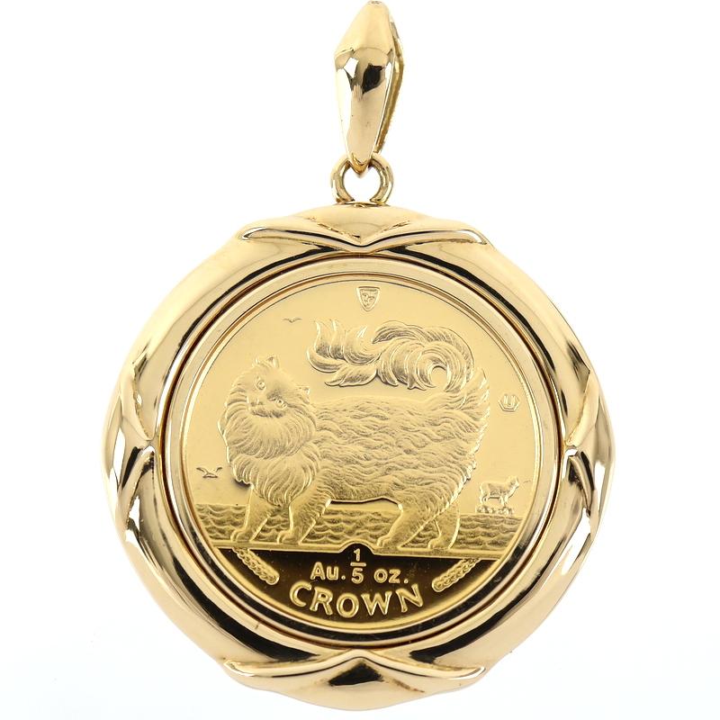 マン島キャットコイン ペンダントトップ 1/5oz K24×K18 マン島キャット