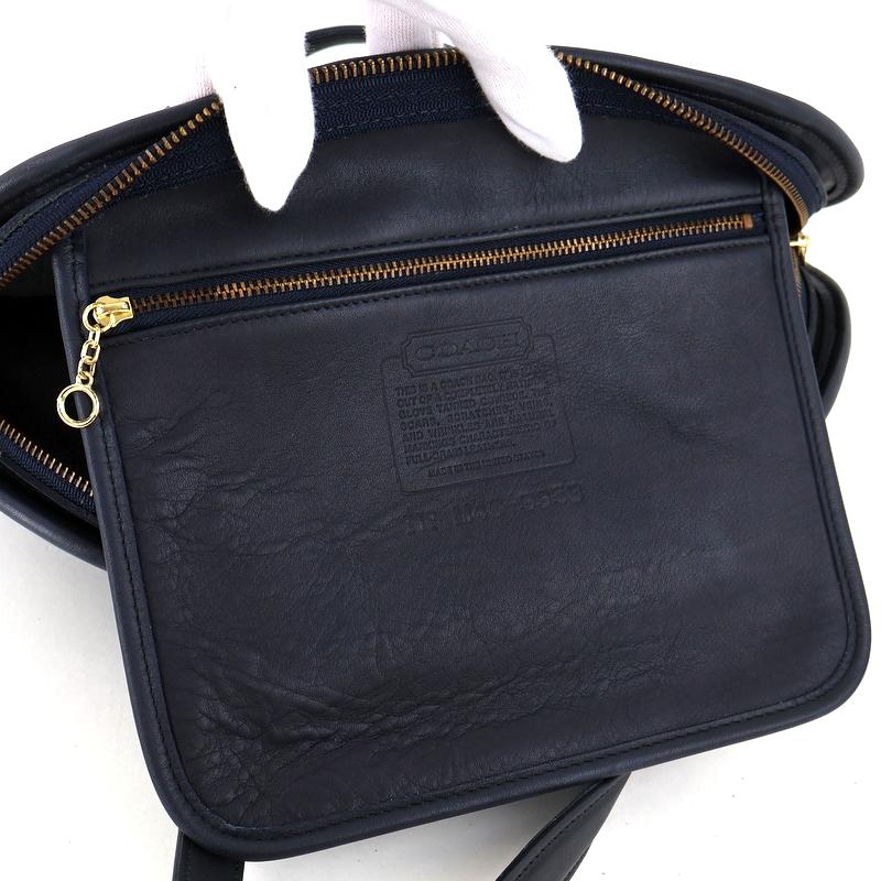 コーチ バッグ オールドコーチ ネイビー レザー ハンドバッグ 9958
