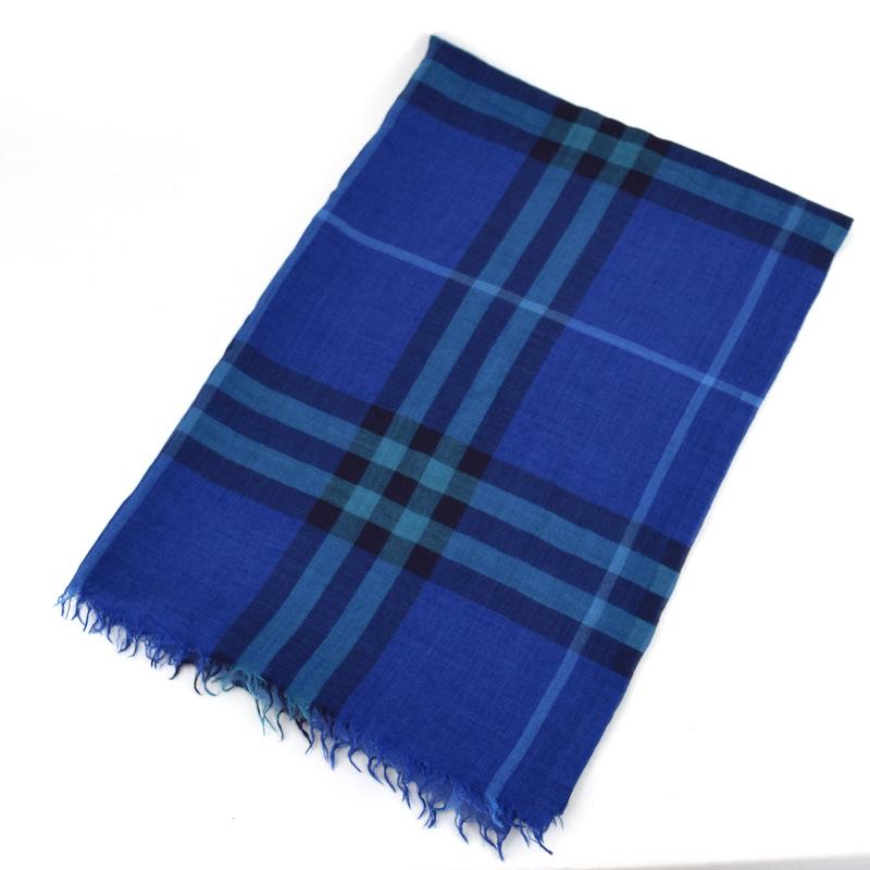 BURBERRY（バーバリー） ストール チェック柄 ブルー系 大判 薄地