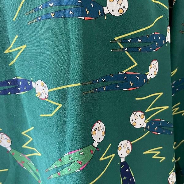 anc マンナイン mannine ワンピース S 緑系 イラスト柄 レディース