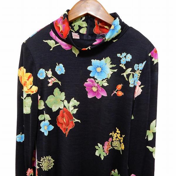 LEONARD（レオナール） #anc ワンピース ロング M 黒 ピンク 花柄