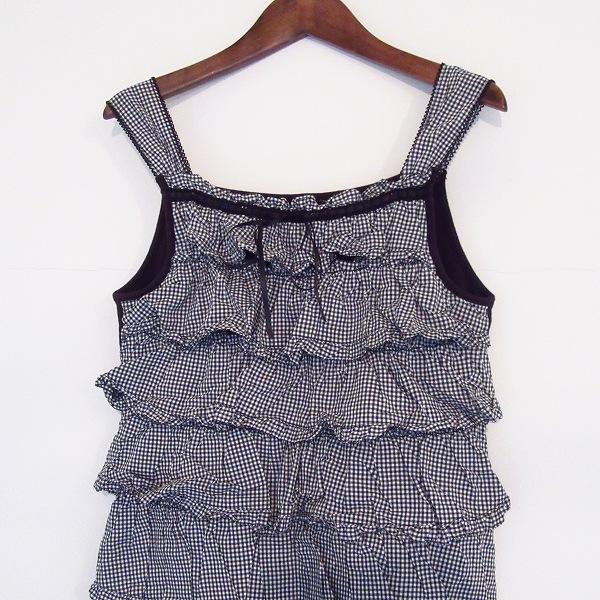 PINK HOUSE】M～L相当ギンガムチェックキャミソール ピコフリルリボン