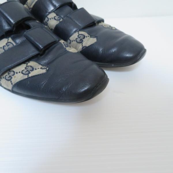 ans グッチ GUCCI シューズ 41 紺系 GG柄 ベルクロ マジックテープ