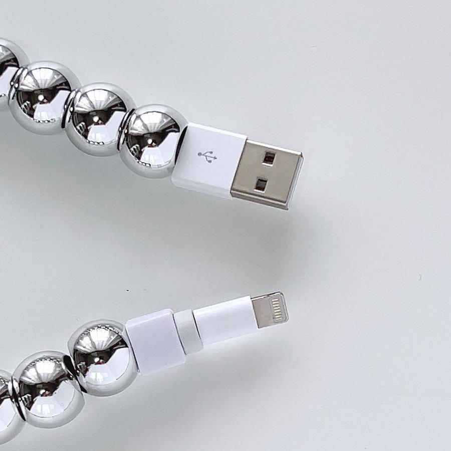iPhone用シルバーボールUSB充電ケーブルAタイプ USB 充電 ケーブル