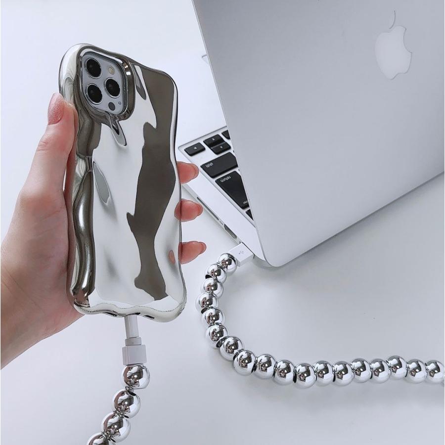 iPhone用シルバーボールUSB充電ケーブルAタイプ USB 充電 ケーブル