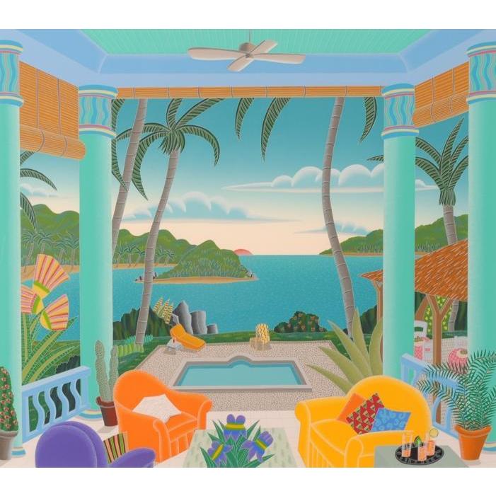 海 絵画 風景画 リゾート カリブ海 シルクスクリーン 版画 トーマス