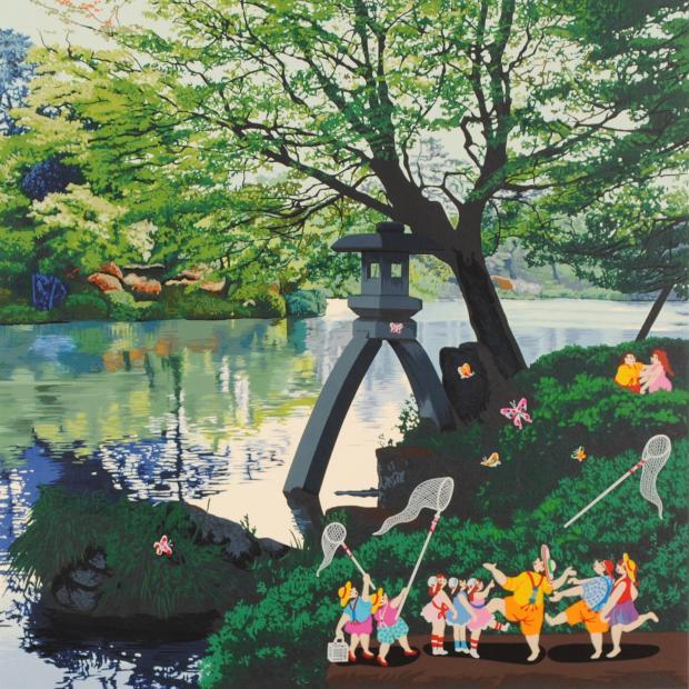 ヒロ・ヤマガタ 兼六園 絵画 風景画 石川県金沢市 インテリア シルク