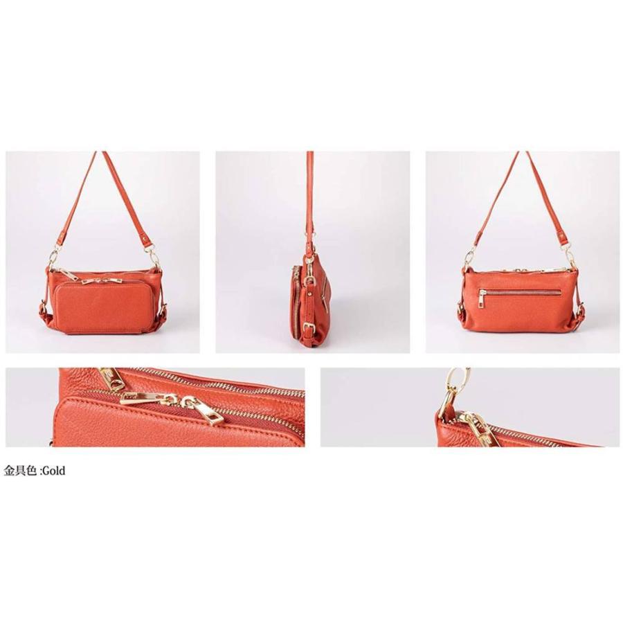 お財布ポシェット ショルダーポーチ 良質牛革 本革 オレンジ No.44460N