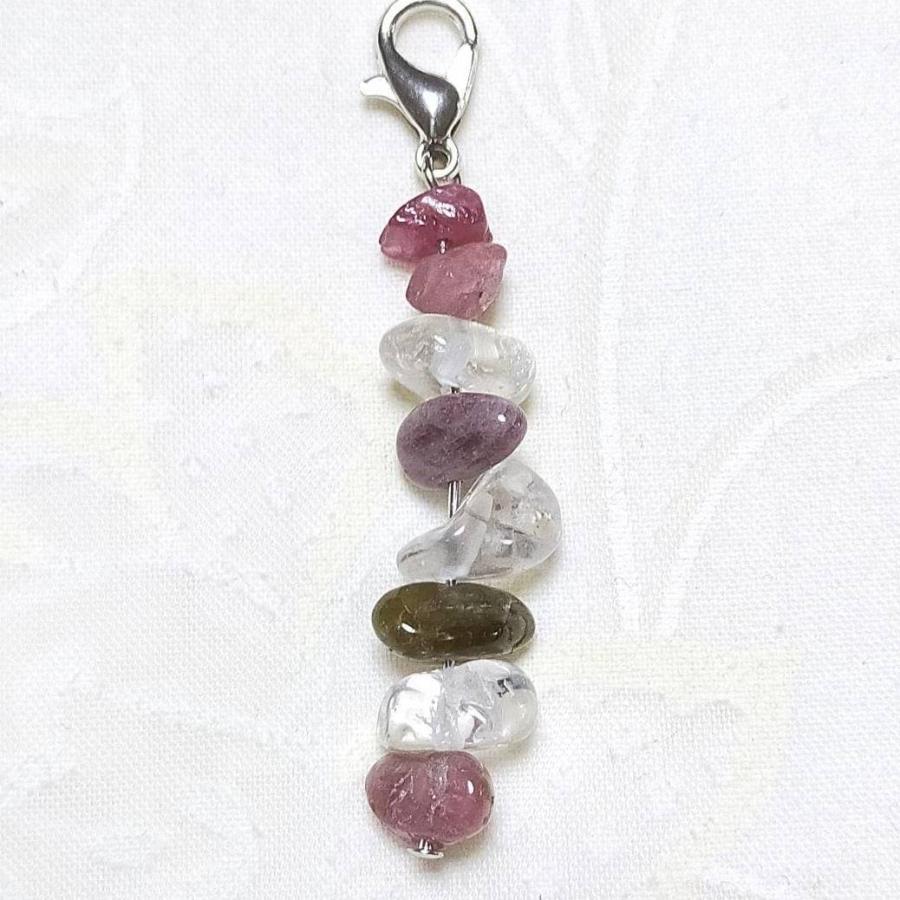 ピンクトルマリン MIXトルマリン 水晶 さざれ石 カニカン付 天然石