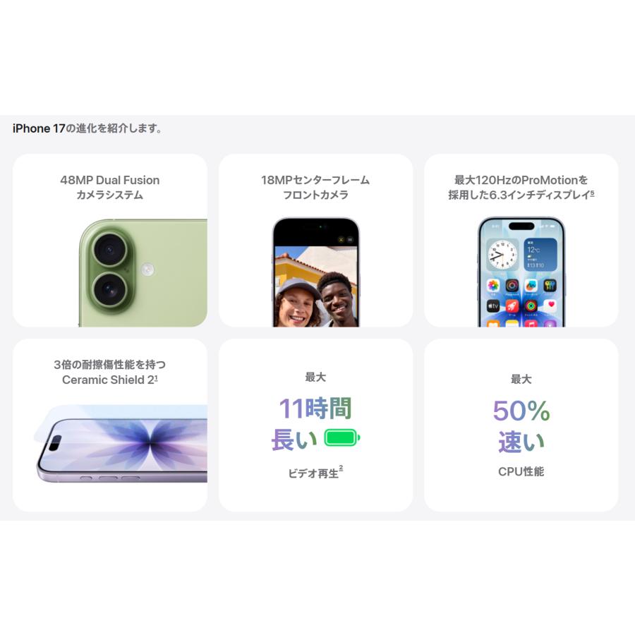 iPhone 17 SIMフリー iPhone17 512GB ブラック [Black] MG6D4J/A A3519