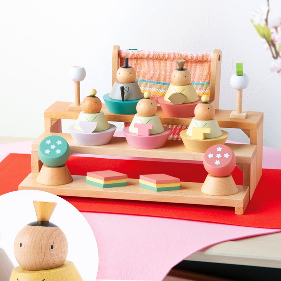 P5倍 3/2 正午まで プーカ 雛人形 ひな人形 木 お雛様 雛 コンパクト