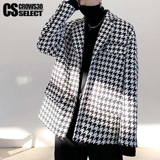 テーラードジャケット メンズ 千鳥格子 千鳥 チェック 総柄 モード