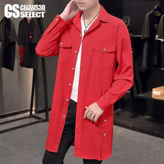 シャツ メンズ ロングシャツ ロング丈 シャツコート ミリタリー