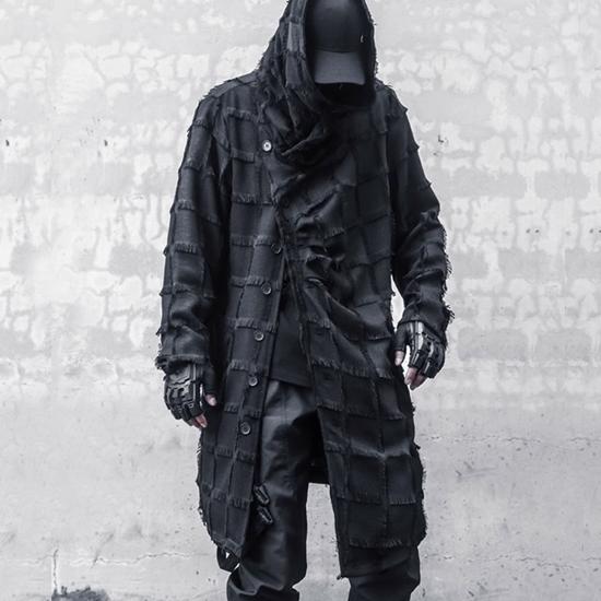 ロングコート メンズ モード系 コート V系 ロング丈 チェック お兄系