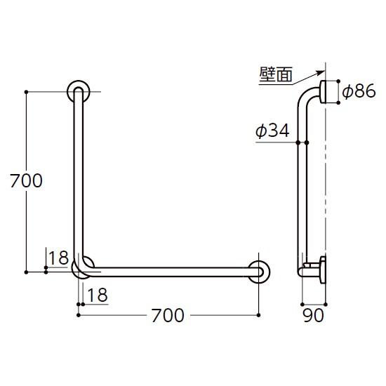 TOTO T112CL9 TOTO パブリック用手すり 多用途用手すり 樹脂被覆タイプ