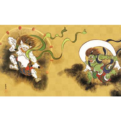 掛け軸 掛軸 尾形光琳 （ おがたこうりん ） 風神雷神図 ふうじんら