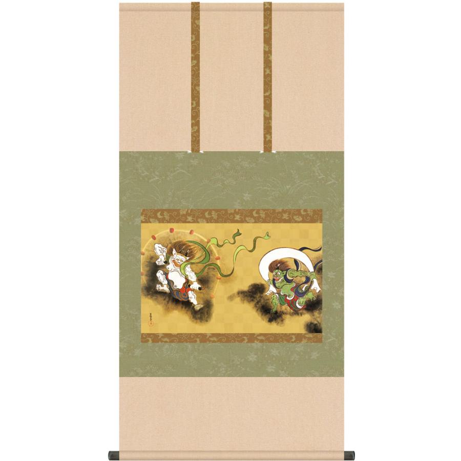 掛け軸 掛軸 尾形光琳 （ おがたこうりん ） 風神雷神図 ふうじんら