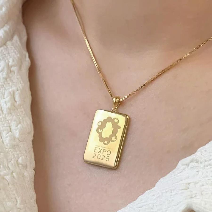 EXPO2025 公式ロゴ 角形ゴールドペンダント / ミャクミャク 大阪 関西