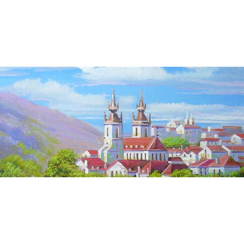 絵画 油絵 竹内敏彦 肉筆油絵 風景画 古城 F10 送料無料 : アートフジ