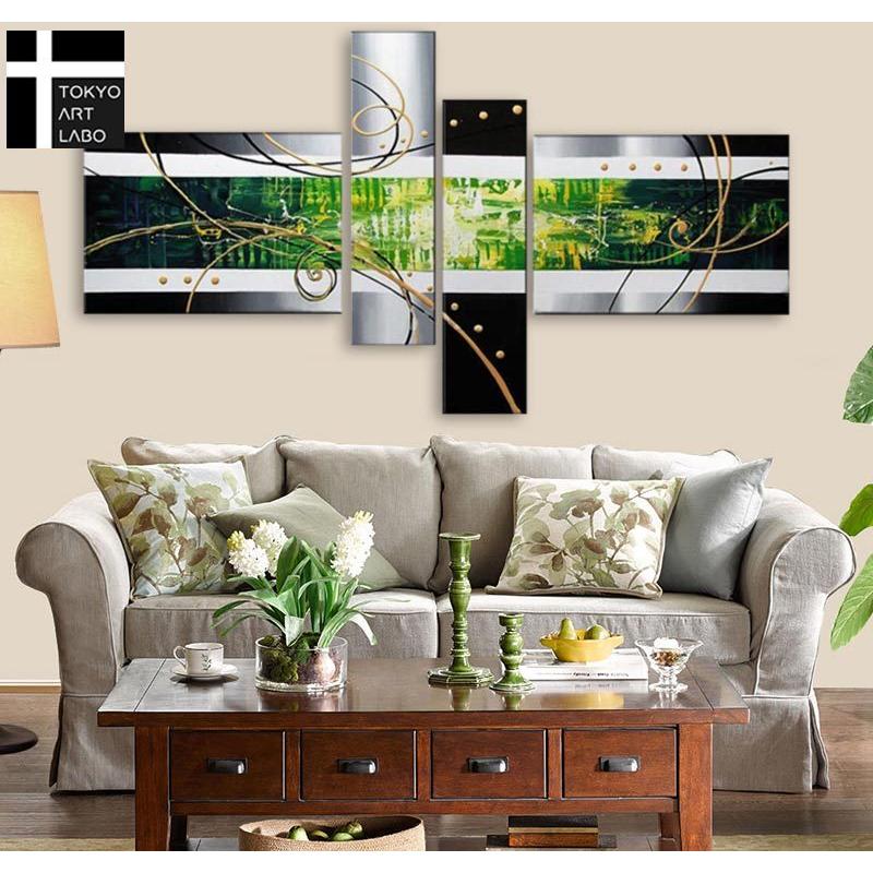 緑の抽象画｜現代アート 絵画 インテリア ナチュラル アートパネル 金