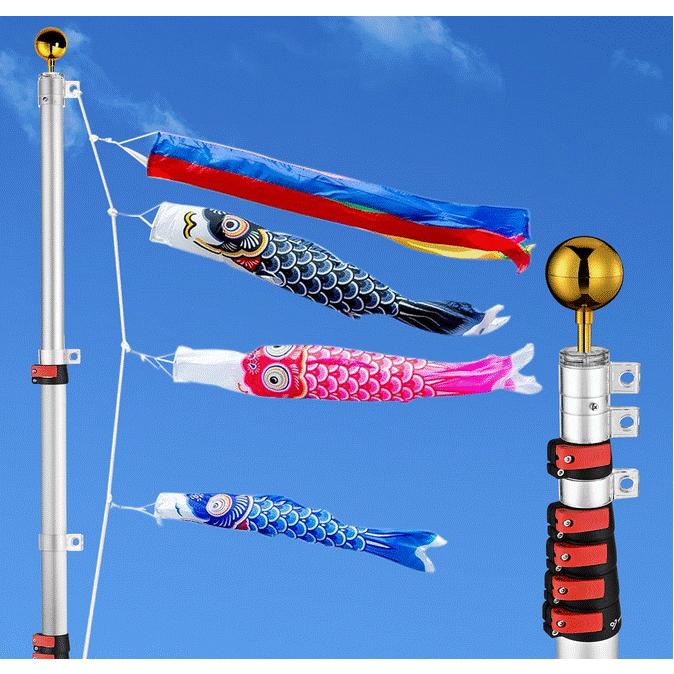 YesHom アルミ 鯉のぼり ポール 伸縮式 9m (4m-5m鯉用) こいのぼり
