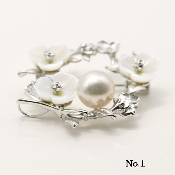 真珠 パール ブローチ あこや真珠 大珠 10mm-11mm アコヤ本真珠